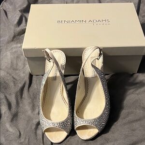 Benjamin Adams Silver Peep Toe Heels